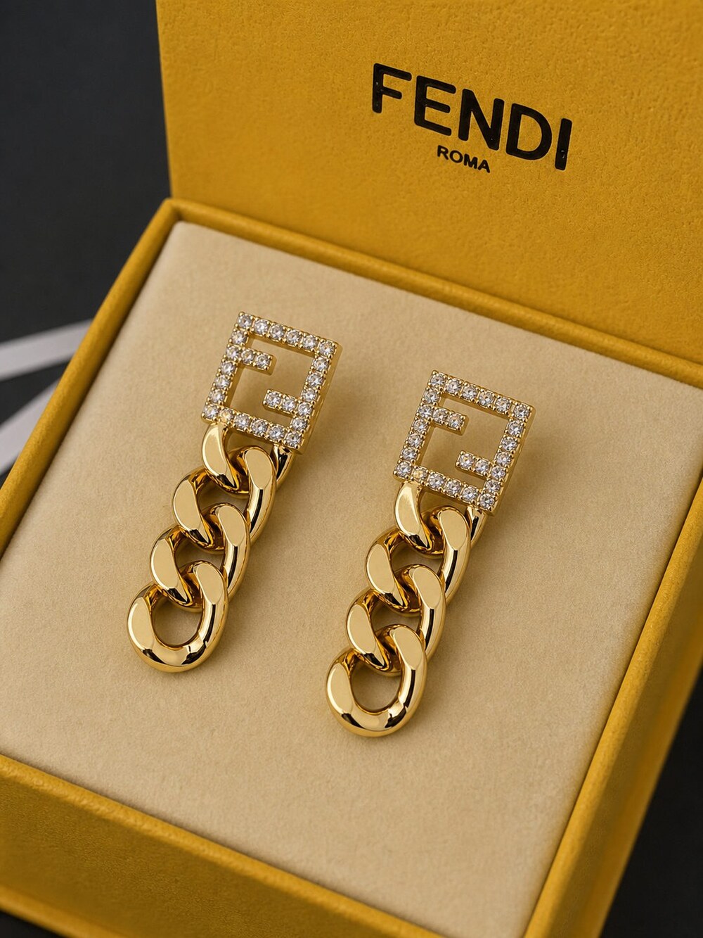 Fendi Modern Designer Earrings Style 4 | New with Box - Picture 5 of 9